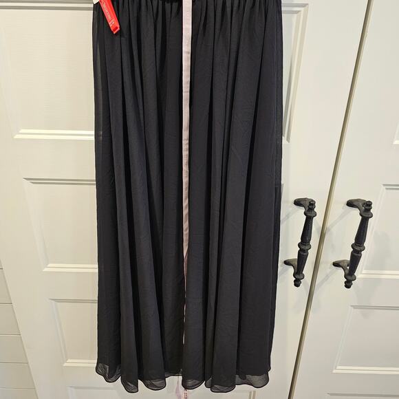 Mac Duggal 70099 V Neck Sleeveless Flowy Ruched Midi Dress Black Size XS - Picture 7 of 9
